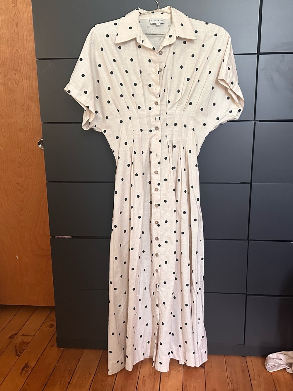 Linen Polka Dot Shirt Dress | Maxi | like Anthropologie/ Exquise